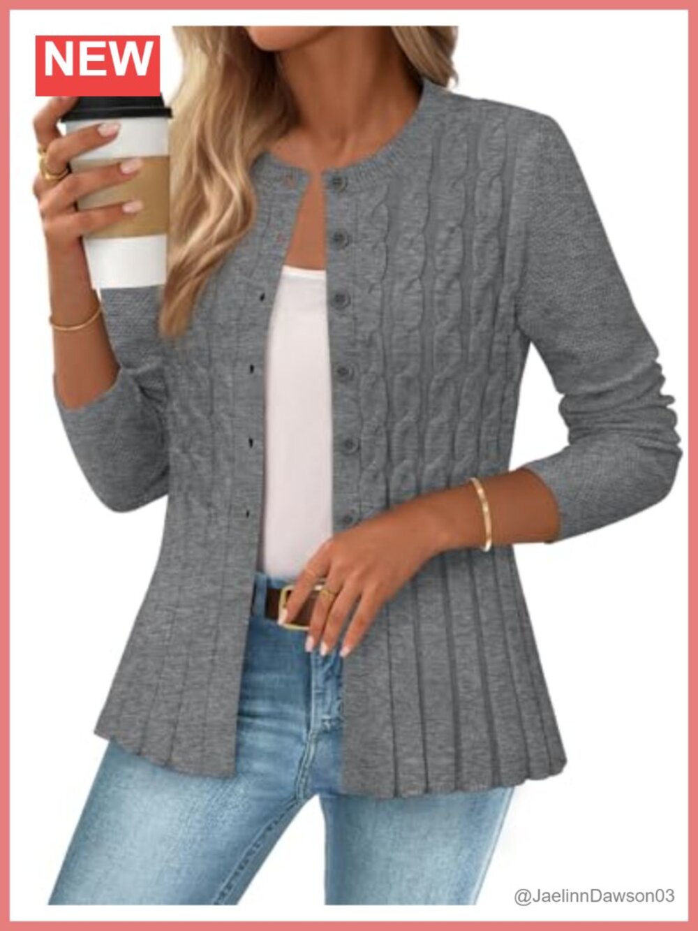 Cable Knit Peplum Cardigan Button Down Open Front Soft Knit Sweater Jacket